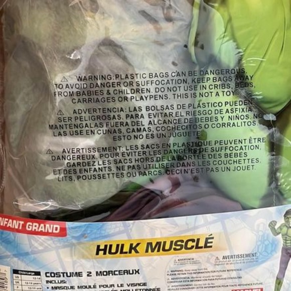 BRAND NEW boy hulk halloween costume size L 12 - 14 (mask & bodysuit) - Picture 5 of 6